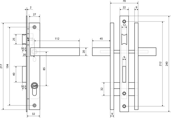 Изображение товара Замок врезной Стандарт 8520.01.9016 ключ-ключ (белый)