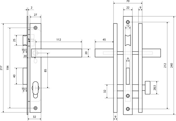 Изображение товара Замок врезной Стандарт 8520.02.9005 ключ-вертушка (черный)