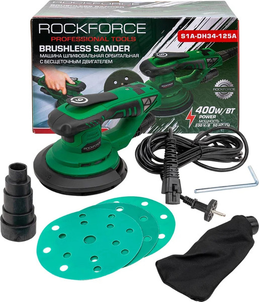 Изображение товара Эксцентриковая шлифовальная машина RockForce RF-S1A-DH34-125A (62653)