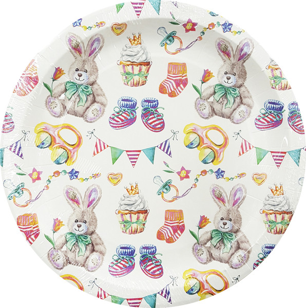 Изображение товара Набор одноразовых тарелок Лекс Зайка 23см (6шт)