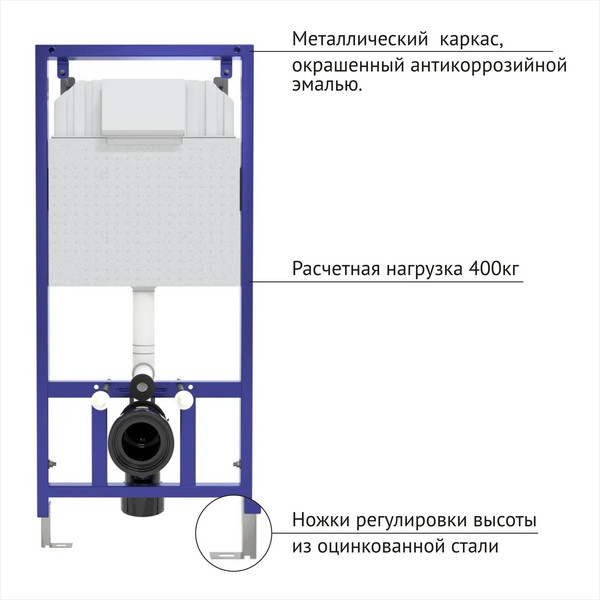 Изображение товара Инсталляция для унитаза Visam Slim 525 с кнопкой D3 / EX-040233 (хром глянец)