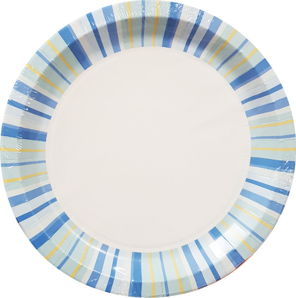 Изображение товара Набор одноразовых тарелок Лекс Голубые полосы 23см (6шт)
