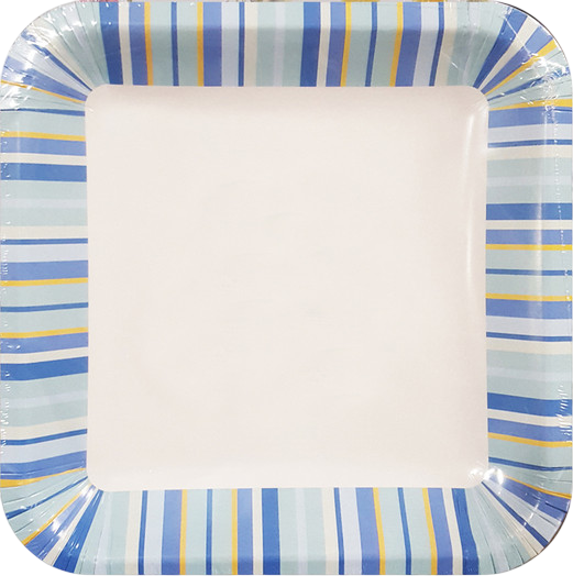 Изображение товара Набор одноразовых тарелок Лекс Голубые полосы 20x20 (6шт)