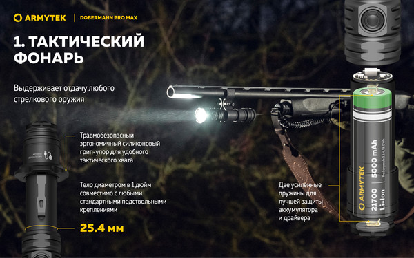 Изображение товара Фонарь Armytek Dobermann Pro Max Magnet USB / F08401C (белый)