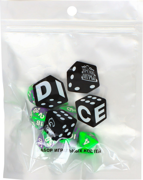 Изображение товара Набор кубиков для настольной игры Время игры Дайсы для ДнД. Нефрит / 9891847 (7шт)