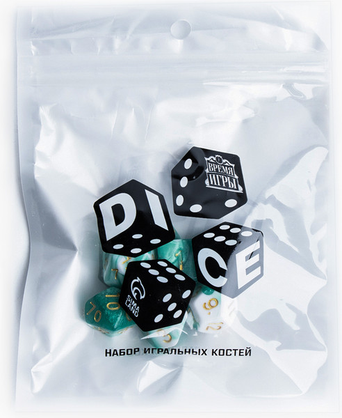Изображение товара Набор кубиков для настольной игры Время игры Дайсы для ДнД / 9889094 (7шт, мрамор)