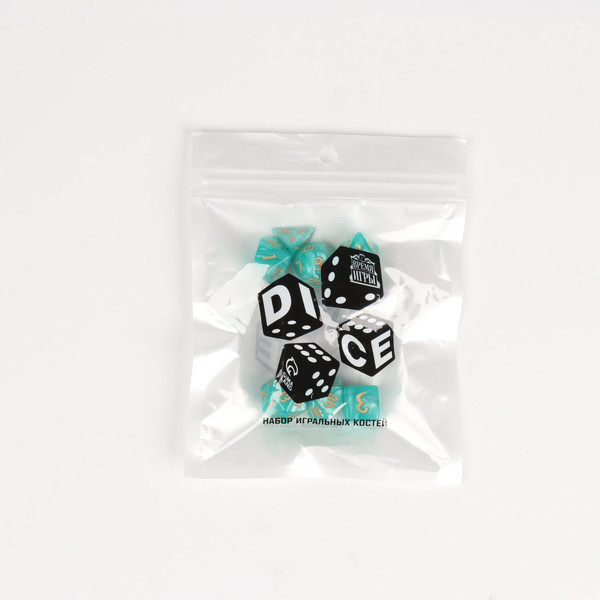 Изображение товара Набор кубиков для настольной игры Время игры Дайсы для ДнД / 9889081 (7шт, бирюзовый)