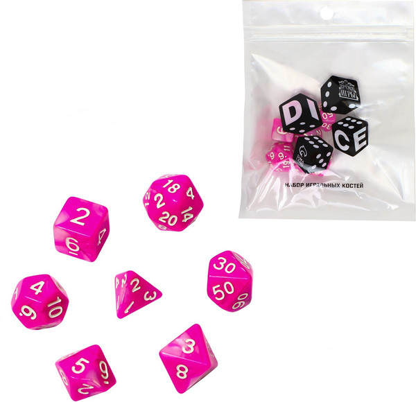 Изображение товара Набор кубиков для настольной игры Время игры Дайсы для ДнД. Рубеллит / 9891844 (7шт)