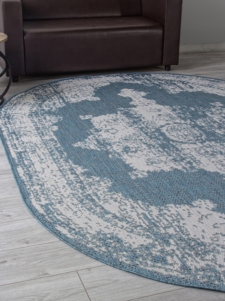 Изображение товара Циновка Merinos Kair S129-OVAL-BLUE (1х2)