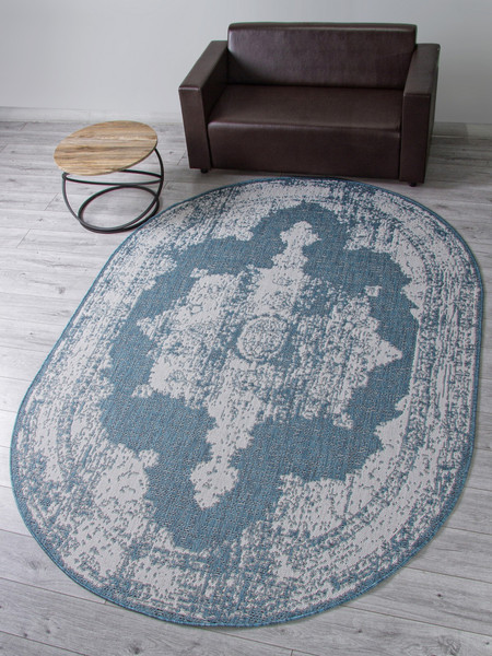 Изображение товара Циновка Merinos Kair S129-OVAL-BLUE (1х2)