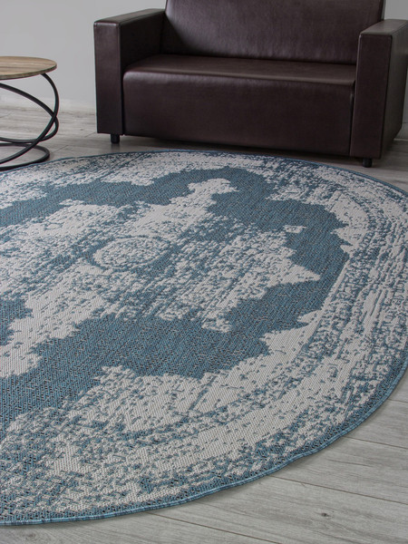 Изображение товара Циновка Merinos Kair S129-OVAL-BLUE (1х2)