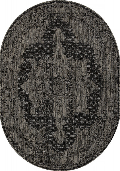 Изображение товара Циновка Merinos Kair S129-OVAL-BLACK-GRAY (1.2х1.7)
