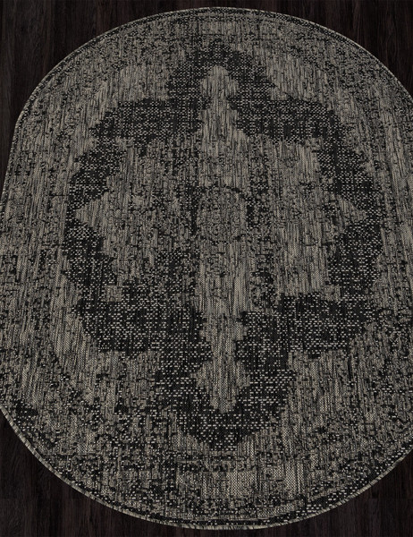 Изображение товара Циновка Merinos Kair S129-OVAL-BLACK-GRAY (1.2х1.7)