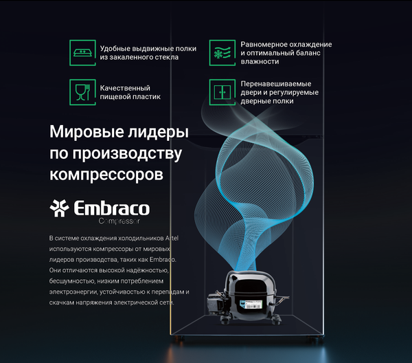 Изображение товара Холодильник с морозильником Artel HD-345RND (белый)