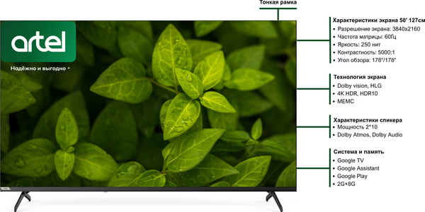 Изображение товара Телевизор Artel A50PUCH010 (черный)