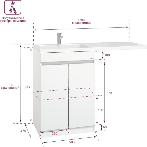 Изображение товара Тумба под умывальник Onika Милтон Нова 58 (105805)