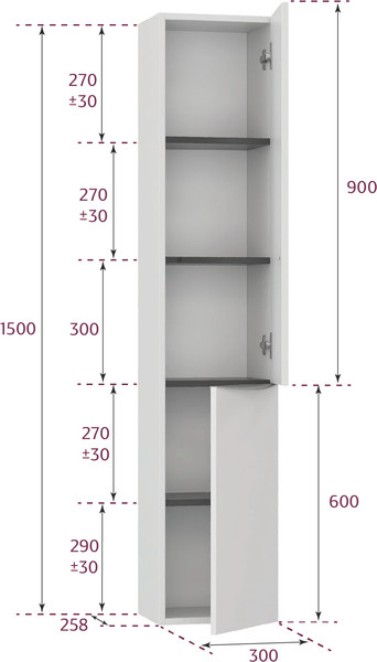 Изображение товара Шкаф-пенал для ванной Onika Навиа 30 (403090)