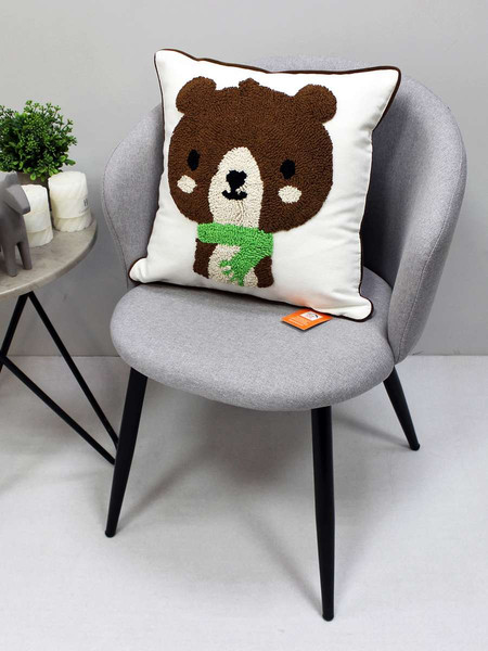 Изображение товара Наволочка декоративная MATEX Tufted Toys ALEX-58 (белый/коричнеый/зеленый)