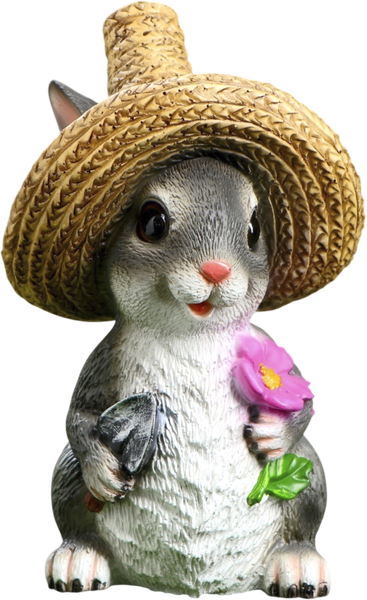 Изображение товара Фигурка для сада Хорошие сувениры Зайка в соломенной шляпе с цветочком / 4793741