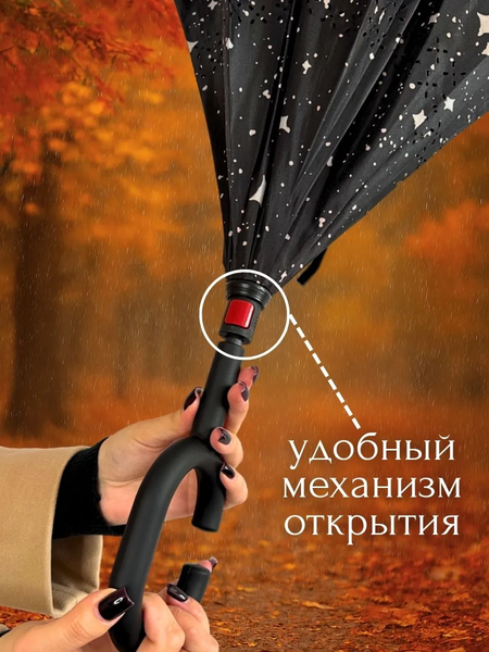 Изображение товара Зонт-трость Wahoo Небо внутри YF7396 (черный)