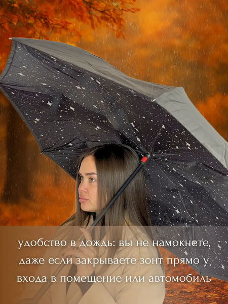 Изображение товара Зонт-трость Wahoo Небо внутри YF7396 (черный)