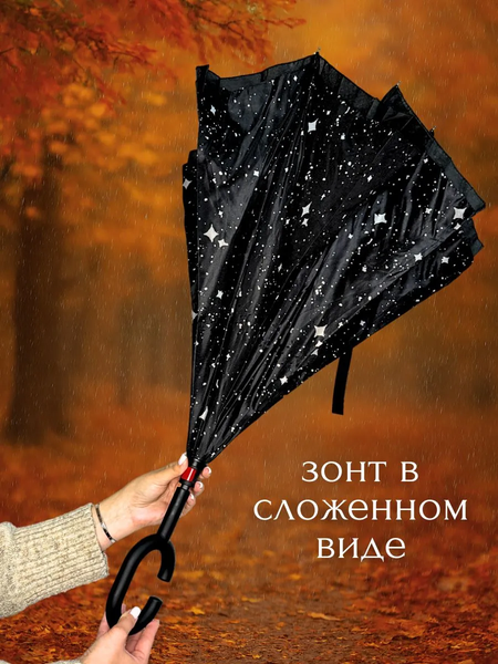 Изображение товара Зонт-трость Wahoo Небо внутри YF7396 (черный)