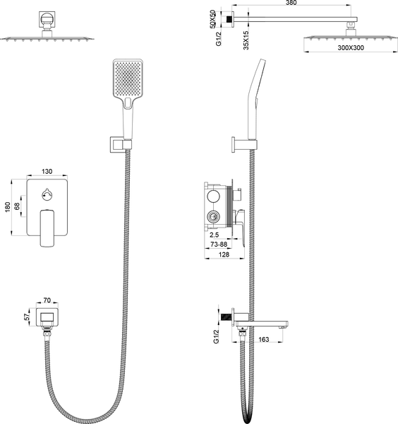 Изображение товара Душевая система со смесителем Oliveeka OL-939003-BG (золотой матовый)