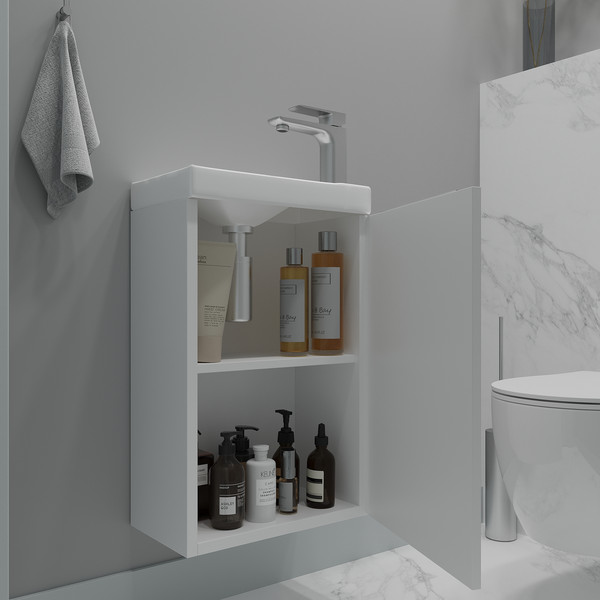 Изображение товара Тумба под умывальник ЗОВ Монови Слим 40 / S40LW0LW7091B (белый матовый)