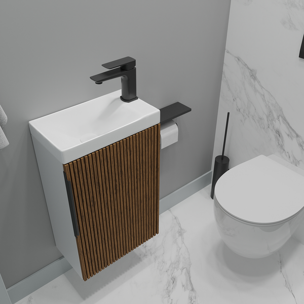 Изображение товара Тумба под умывальник ЗОВ Монови Слим 40 / S40LW0MRM7091B (белый/тростник)