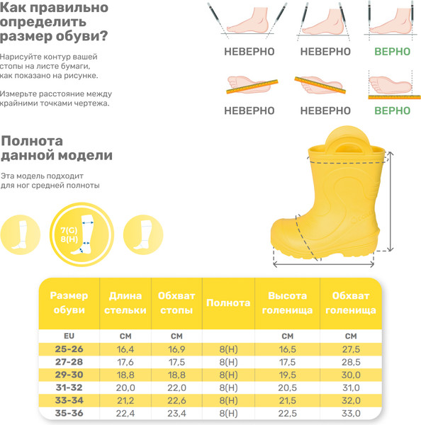 Изображение товара Резиновые сапоги детские O'rain 38(СЕ)220 (р.35-36, желтый)