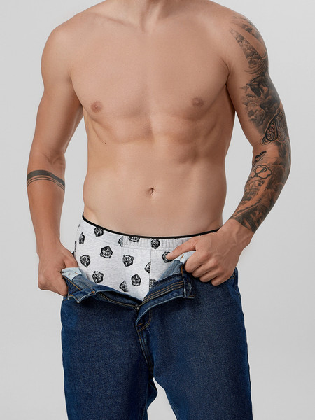 Изображение товара Трусы мужские Mark Formelle 411134 (р.102-112, медведи на светло-сером меланже)