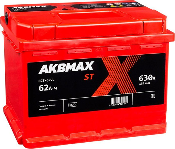 Изображение товара Автомобильный аккумулятор AKBMAX ST 62L 630A