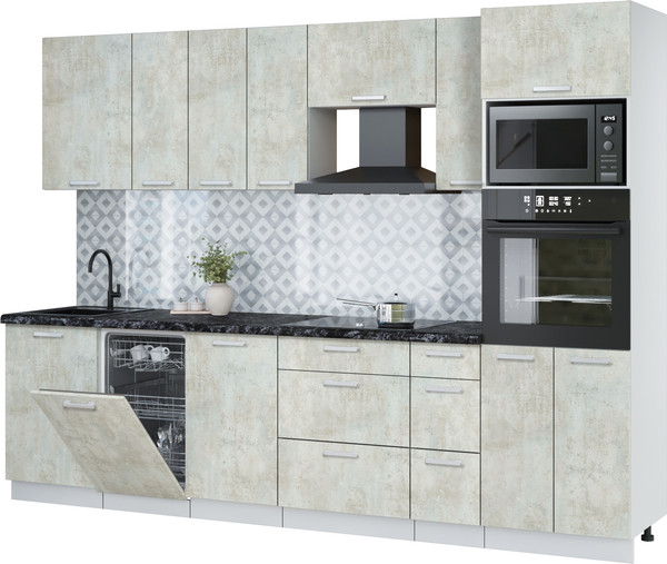 Изображение товара Кухонный гарнитур Интерлиния Мила Лайт 2.9-ПМ3 (бетон лайт/бетон лайт/кастилло темный)