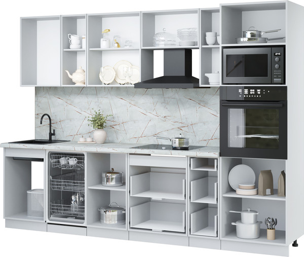 Изображение товара Кухонный гарнитур Интерлиния Мила Лайт 2.9-ПМ3 (бетон/бетон/дуб бунратти)