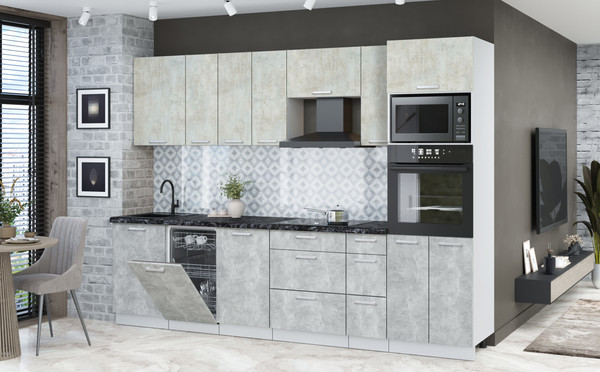 Изображение товара Кухонный гарнитур Интерлиния Мила Лайт 2.9-ПМ3 (бетон лайт/бетон/кастилло темный)