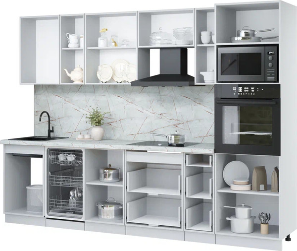 Изображение товара Кухонный гарнитур Интерлиния Мила Лайт 2.9-ПМ3 (бетон лайт/дуб веллингтон/кастилло темный)