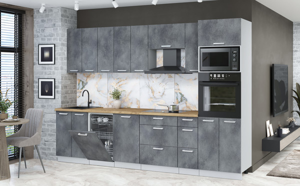 Изображение товара Кухонный гарнитур Интерлиния Мила Лайт 3.0-ПМ3 (бетон портленд/бетон портленд/дуб бунратти)