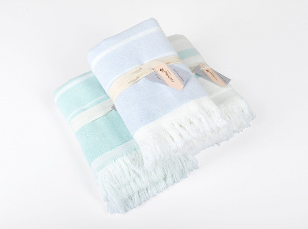 Изображение товара Полотенце Речицкий текстиль Хаммам махра 45х90 / 3с403.211к1 (Агата голубой/молоко)