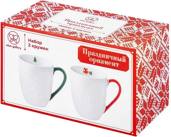 Изображение товара Набор кружек Elan Gallery Праздничный орнамент 880250