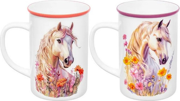Изображение товара Набор кружек Elan Gallery Лошадь в цветах New Bone China 880266