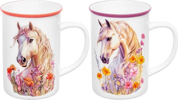 Изображение товара Набор кружек Elan Gallery Лошадь в цветах New Bone China 880266