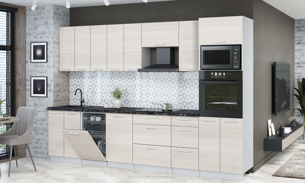 Изображение товара Кухонный гарнитур Интерлиния Мила Лайт 3.1-ПМ3 (вудлайн кремовый/вудлайн кремовый/кастилло темный)