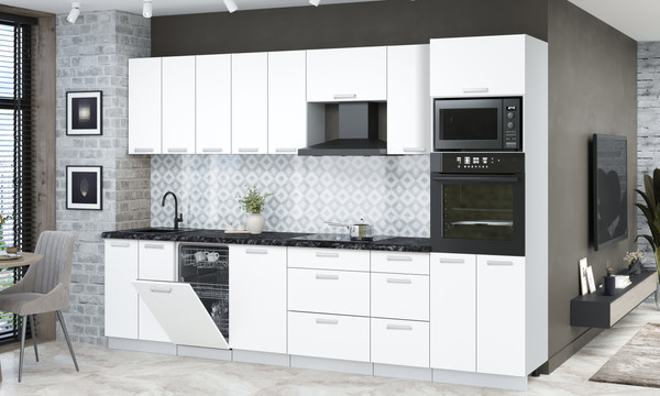 Изображение товара Кухонный гарнитур Интерлиния Мила Лайт 3.1-ПМ3  (белый платинум/белый платинум/кастилло темный)