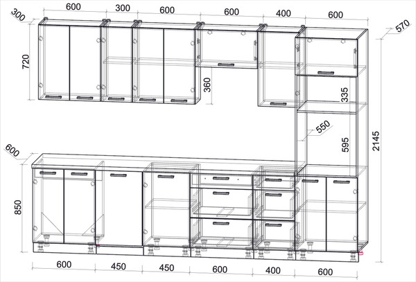 Изображение товара Кухонный гарнитур Интерлиния Мила Лайт 3.1-ПМ3 (белый платинум/бетон лайт/белый гранит)