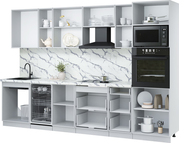 Изображение товара Кухонный гарнитур Интерлиния Мила Лайт 3.1-ПМ3  (серебро/дуб золотой/серый каспий)