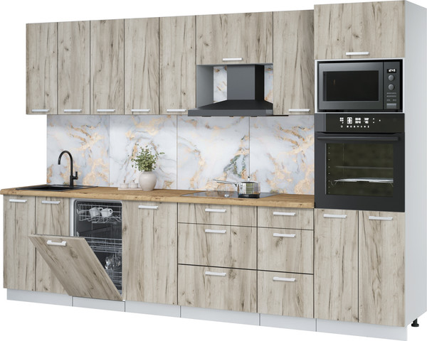 Изображение товара Кухонный гарнитур Интерлиния Мила Лайт 3.1-ПМ3 (дуб серый/дуб серый/дуб бунратти)