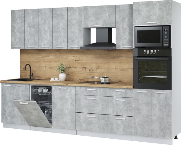 Изображение товара Кухонный гарнитур Интерлиния Мила Лайт 3.1-ПМ3 (бетон/бетон/дуб бунратти)