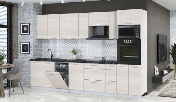 Изображение товара Кухонный гарнитур Интерлиния Мила Лайт 3.2-ПМ3  (вудлайн кремовый/вудлайн кремовый/кастилло темный)