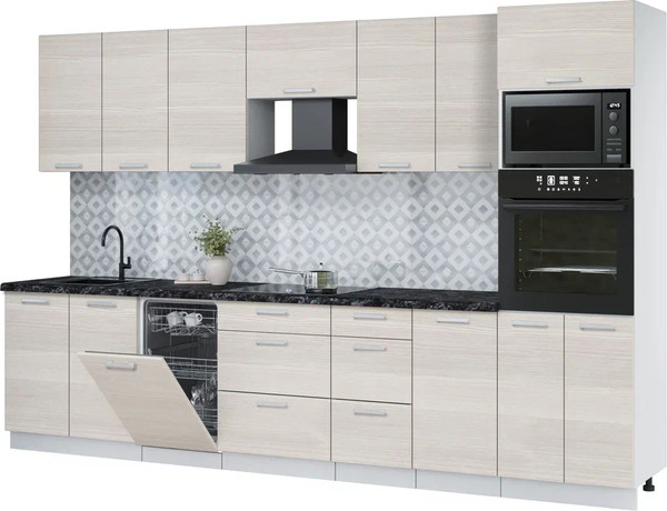 Изображение товара Кухонный гарнитур Интерлиния Мила Лайт 3.25-ПМ3 (вудлайн кремовый/вудлайн кремовый/кастилло темный)