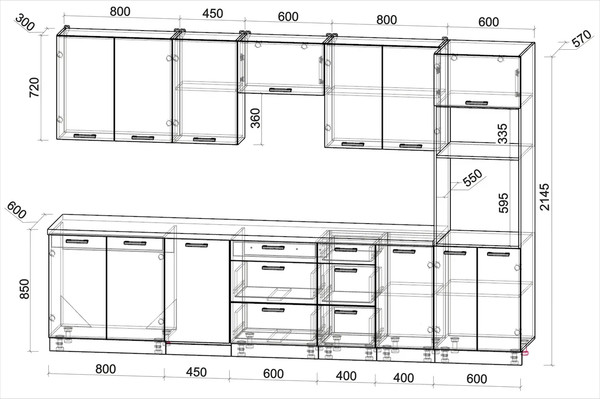 Изображение товара Кухонный гарнитур Интерлиния Мила Лайт 3.25-ПМ3  (бетон лайт/бетон лайт/опал светлый)